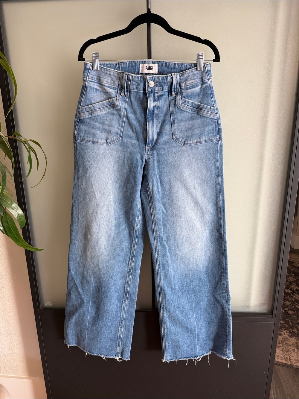 PAIGE Light Blue Relaxed Wide-Leg Jeans